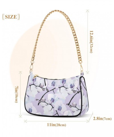 Flowers Orchids Shoulder Bag for Women Small Purse Fashion Chain Purse Phone Wallet Purse with Chain Strap for Women $16.49 S...