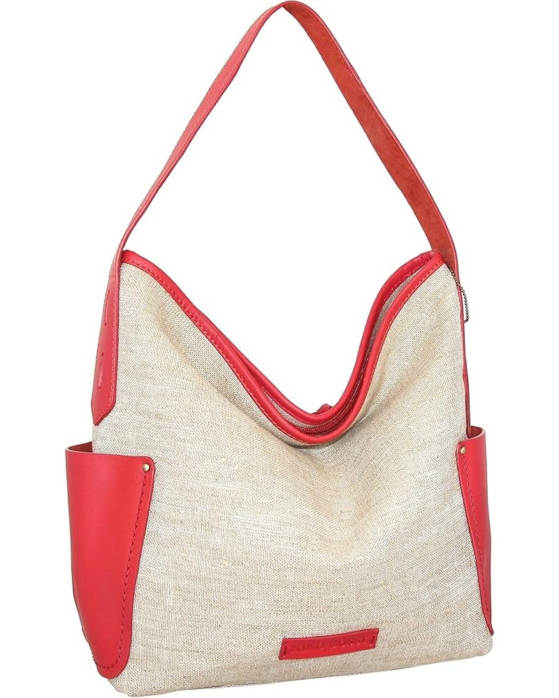 Caprice Linen/Leather Hobo Coral $22.00 Hobo Bags