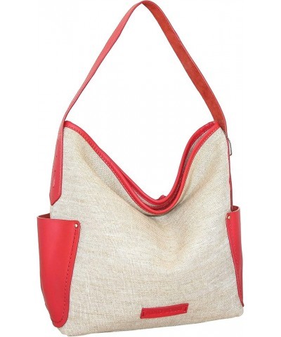 Caprice Linen/Leather Hobo Coral $22.00 Hobo Bags