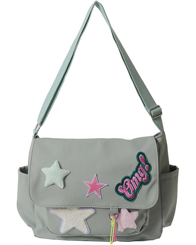 Star Canvas Crossbody Bag for Women, Shoulder Bag Large Capacity Aesthetic Shoulder Bag Handbag Travel Green(30x25x10cm) $13....