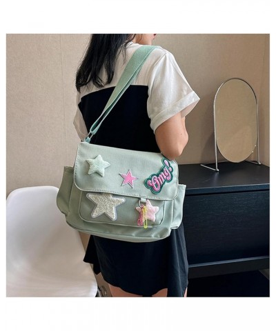 Star Canvas Crossbody Bag for Women, Shoulder Bag Large Capacity Aesthetic Shoulder Bag Handbag Travel Green(30x25x10cm) $13....