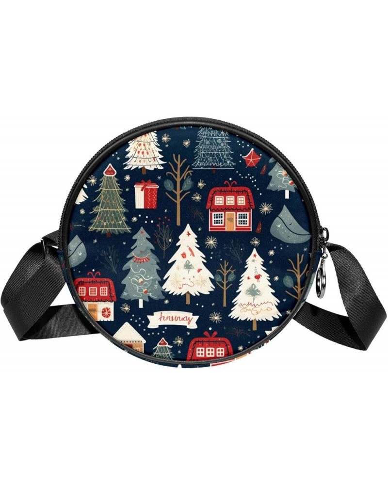 Women Fashionable Crossbody Bag – Versatile Round Bag for Every Occasion, Christmas Tree Print Color5 $9.87 Crossbody Bags