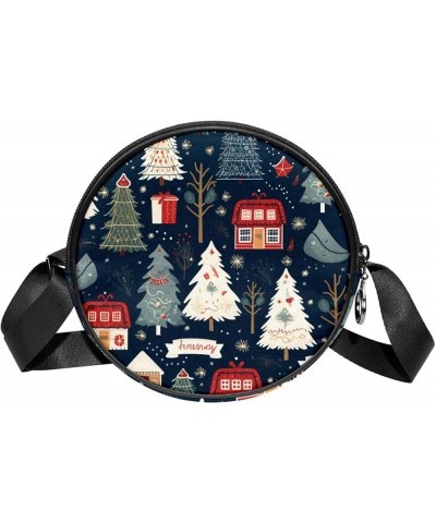 Women Fashionable Crossbody Bag – Versatile Round Bag for Every Occasion, Christmas Tree Print Color5 $9.87 Crossbody Bags