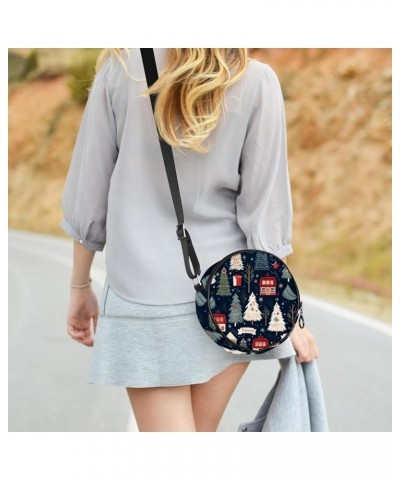 Women Fashionable Crossbody Bag – Versatile Round Bag for Every Occasion, Christmas Tree Print Color5 $9.87 Crossbody Bags