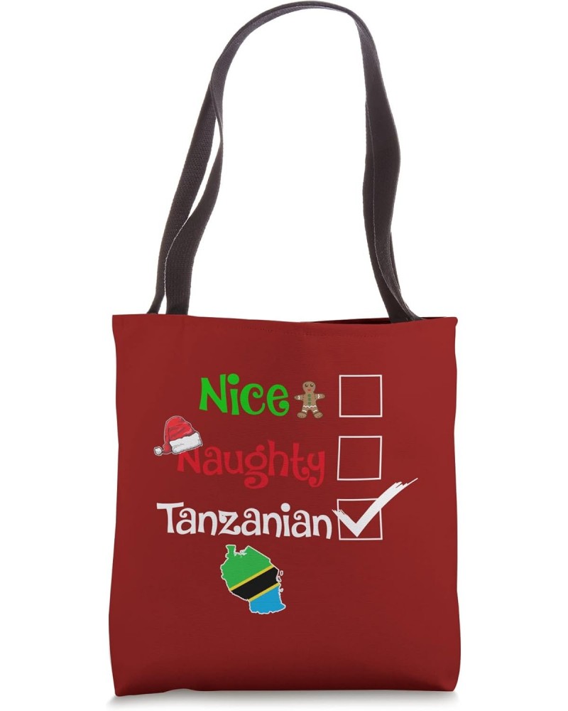 Nice Naughty Tanzanian Tanzania Christmas Pajama Art on Back Tote Bag $10.96 Totes