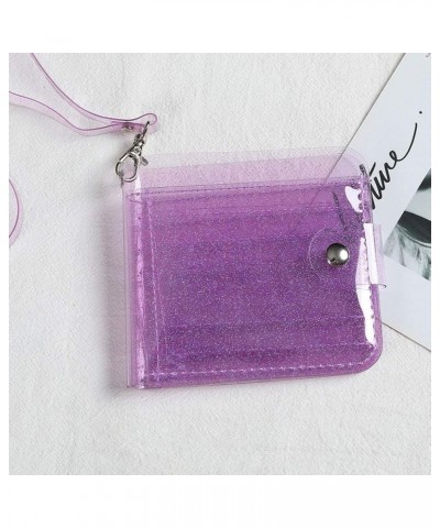 Women Clear Wallet Lanyard Cute Glitter Bifold Purse Card Holder Pouch Clear Color Clear Color $8.09 Wallets