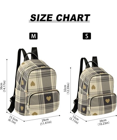 Travel Backpack Purse for Women Fashion Anti-theft Work Casual Hearts Beige Buffalo Plaid Daypack Shoulder Bag Medium Size Sm...