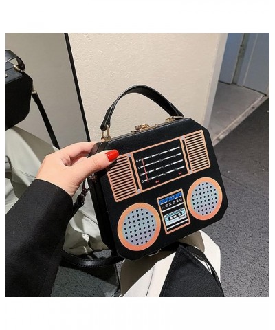 Retro Cassette Evening Clutch Purse Crystal Inlaid Bling Crossbody Shoulder for Graduation Wedding Party T-black $39.95 Eveni...