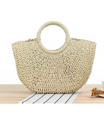 Straw Beach Bag,Ladies Handmade Large Straw Tote Bag for Women Straw Handbag Hobo Summer Beach Bag Woven Rattan Bag Round Bei...