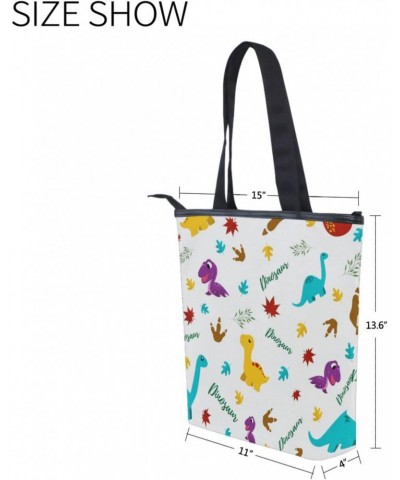 Tote Handbag for Women Tote Bag, Funny Dinosaurs Cute Dinosaurs Canvas + leather Shoulder Bag, Hobo bag, Satchel Purse(229ut0...