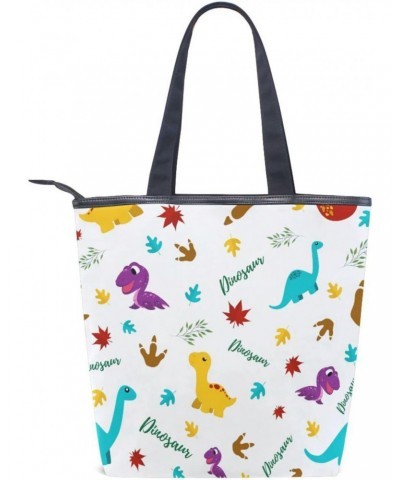 Tote Handbag for Women Tote Bag, Funny Dinosaurs Cute Dinosaurs Canvas + leather Shoulder Bag, Hobo bag, Satchel Purse(229ut0...