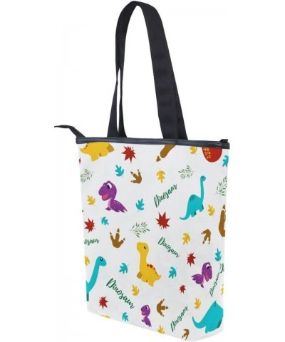 Tote Handbag for Women Tote Bag, Funny Dinosaurs Cute Dinosaurs Canvas + leather Shoulder Bag, Hobo bag, Satchel Purse(229ut0...