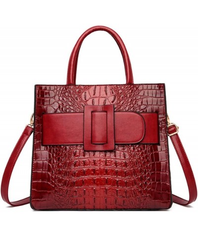 Vintage Top-handle Handbags Purse Satchel for Women PU Crocodile Pattern Tote Commuter Bag Crossbody Shoulder Bag Wine $39.00...