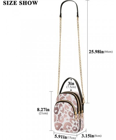 Rose Gold Leopard Print Crossbody Handbags for Women Casual Leather Shoulder Phone Purse $14.55 Crossbody Bags