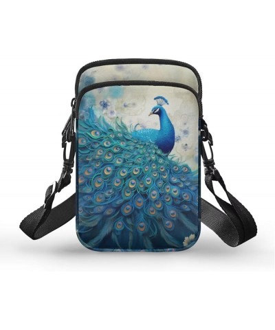 Crossbody Bag for Women Mini Messenger Bag Cell Phone Purse Sling Shoulder Bag with Double Pockets Blue Peacock $8.80 Crossbo...