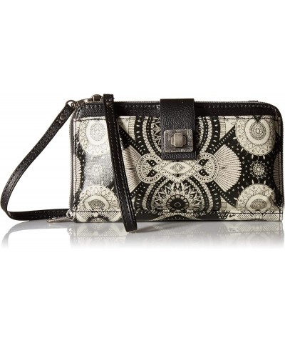 Large Coated Canvas Smartphone Crossbody Bag Black/White Wanderlust $30.60 Crossbody Bags