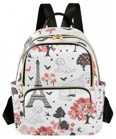 Small Backpack Purse for Women, Paris and Poodle Dog Travel Bag Casual Daypack Shoulder Bag Small $21.23 Backpacks