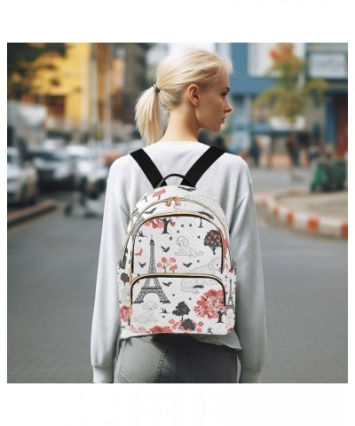 Small Backpack Purse for Women, Paris and Poodle Dog Travel Bag Casual Daypack Shoulder Bag Small $21.23 Backpacks