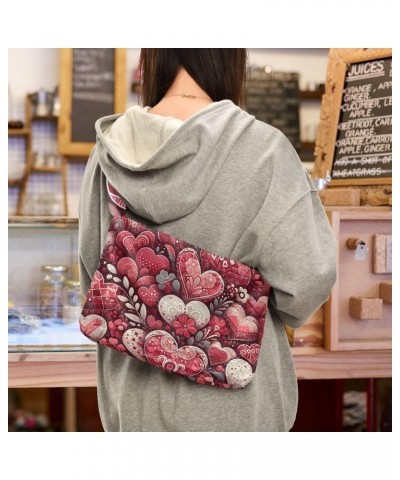 Ladies Soft Plush Underarm Bag Valentine's Day-hearts-floral Fluffy Shoulder Bag Women Furry Purse Handbag $16.95 Shoulder Bags