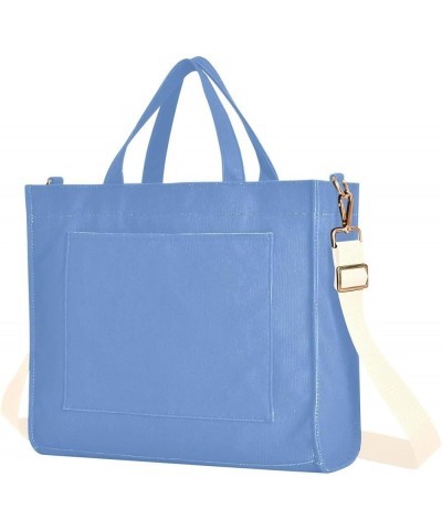 Midnight Blue Corduroy Hobo Bags for Women Tote Bags Tote Bag for Women Work Small Tote Pale Denim Blue $10.57 Totes