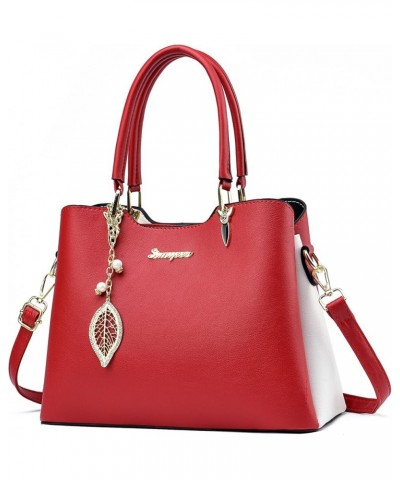 Satchel Purses and Handbags for Women PU Leather Tote Top Handle Shoulder Bags Ladies Crossbody Bags Red White $14.72 Totes