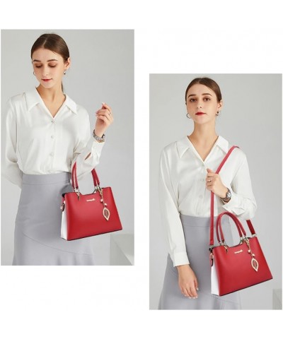 Satchel Purses and Handbags for Women PU Leather Tote Top Handle Shoulder Bags Ladies Crossbody Bags Red White $14.72 Totes