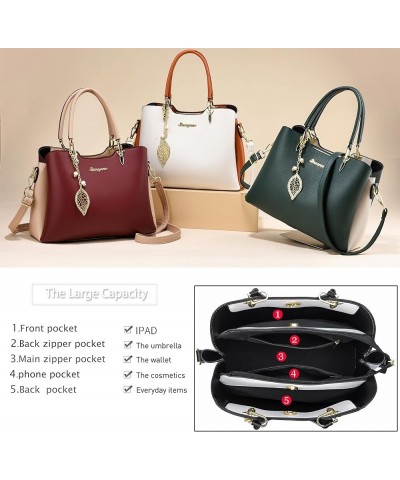 Satchel Purses and Handbags for Women PU Leather Tote Top Handle Shoulder Bags Ladies Crossbody Bags Red White $14.72 Totes