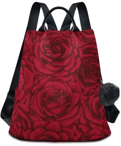 Backpack Purse for Women Fashion Travel Anti-theft Red Rose Flower 2 Daypack Casual Shoulder Bag Medium Size $22.22 Backpacks