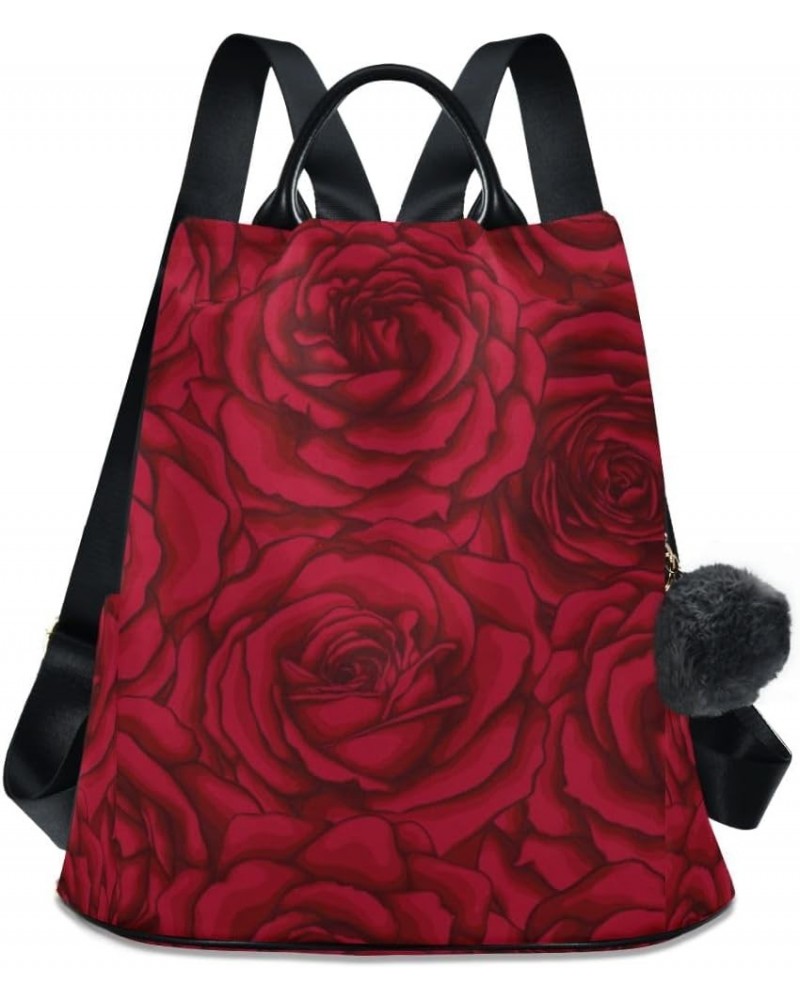 Backpack Purse for Women Fashion Travel Anti-theft Red Rose Flower 2 Daypack Casual Shoulder Bag Medium Size $22.22 Backpacks