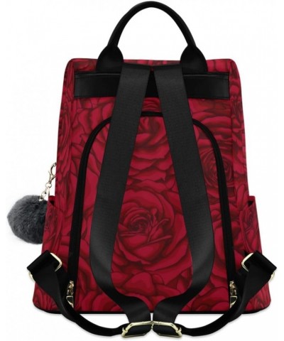 Backpack Purse for Women Fashion Travel Anti-theft Red Rose Flower 2 Daypack Casual Shoulder Bag Medium Size $22.22 Backpacks