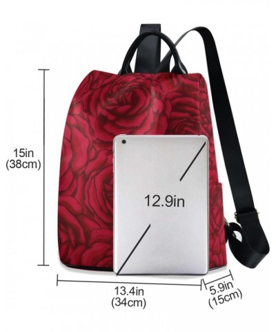 Backpack Purse for Women Fashion Travel Anti-theft Red Rose Flower 2 Daypack Casual Shoulder Bag Medium Size $22.22 Backpacks