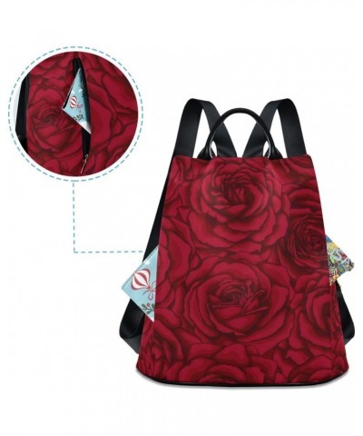 Backpack Purse for Women Fashion Travel Anti-theft Red Rose Flower 2 Daypack Casual Shoulder Bag Medium Size $22.22 Backpacks