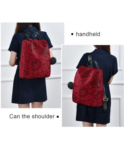 Backpack Purse for Women Fashion Travel Anti-theft Red Rose Flower 2 Daypack Casual Shoulder Bag Medium Size $22.22 Backpacks