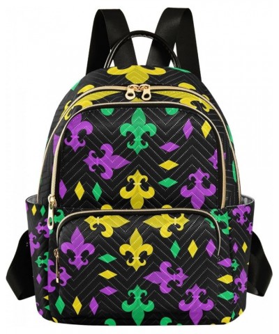 Mardi Gras Women Backpack Fleur De Lis Bright Color Anti-Theft Travel Backpack with Luggage Belt Durable Handbag Lady Purse R...