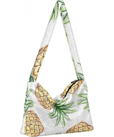 Fruit Women Boho Handbag Pineapple Fresh Watercolor Underarm Bag Tote Bag Shoulder Bag Crossbody Bag Fluffy Cell Phone Purse ...