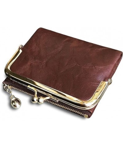 Womens Wallet Rfid Small Compact Bifold Leather Vintage Wallet，womens coin purse，Compact Wallet for Woman (Red) Brown $8.33 W...