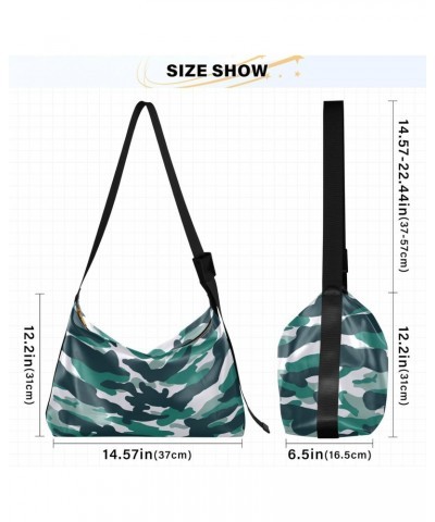 Women Boho Bag Camouflage Forest Green Shoulder Bag PU Leather Pouch Crossbody Bag Large Tote Handbag For Quick Getaway Weeke...