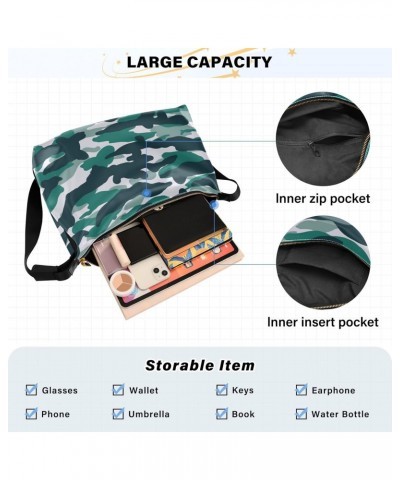 Women Boho Bag Camouflage Forest Green Shoulder Bag PU Leather Pouch Crossbody Bag Large Tote Handbag For Quick Getaway Weeke...