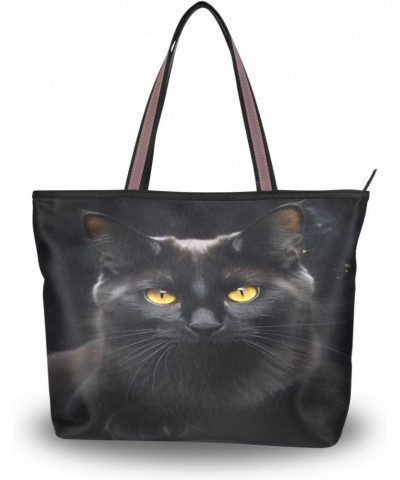 Black Cat Pattern Tote Bag for Women Casual Shoulder Bag Women Hobo Bag Top Handle Handbag for Shopping Travel Work $11.88 Totes