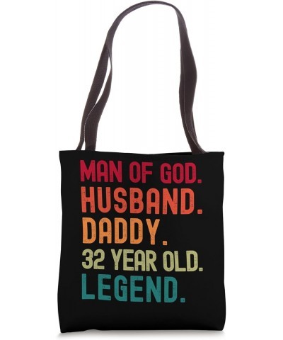 Man of God Husband Dad Funny 32nd Birthday Vintage Dad 1991 Tote Bag $12.54 Totes