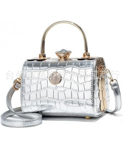 Women Stylish Diamond Purse Tote Bag Handbag Lady Faux Leather Satchel Solid Color Shoulder Bag with Pocket (Gold) Silver $35...