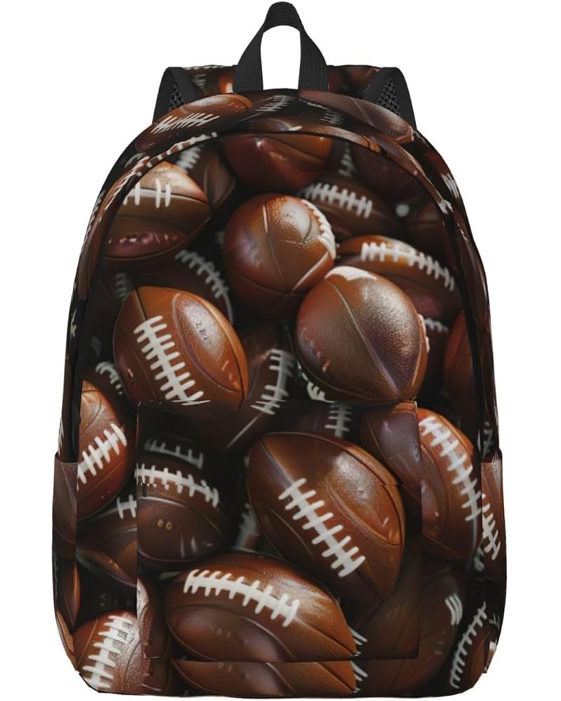 Pile Of Footballs Print Unisex Canvas Bag Canvas Shoulder Pouch Pack Lightweight Backpack For Woman Lady Black Small $16.58 B...