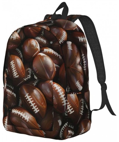 Pile Of Footballs Print Unisex Canvas Bag Canvas Shoulder Pouch Pack Lightweight Backpack For Woman Lady Black Small $16.58 B...