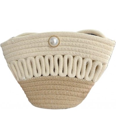 Crossbody Bags for Women Pearl Magnetic Closure Shoulder Purses for Women Hand-Woven Wallet Cotton Travel Bag Beige-khaki $11...