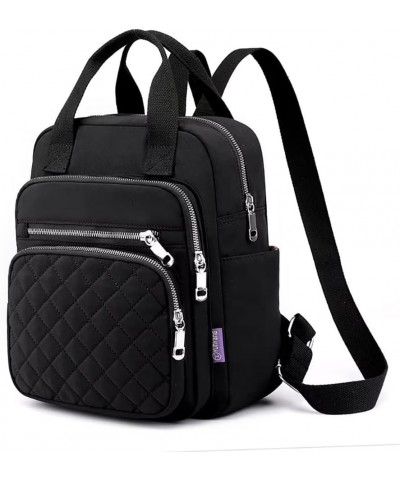 Small Backpack for Women Casual Quilted Square Bag Waterproof Multi Pockets Daypack Lightweight Top Handle Satchel Black $18....