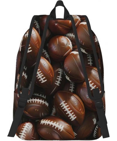 Pile Of Footballs Print Unisex Canvas Bag Canvas Shoulder Pouch Pack Lightweight Backpack For Woman Lady Black Small $16.58 B...