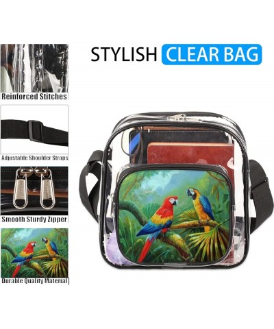 Mini Cute Whale Print Clear Crossbody Bag Clear Messenger Bag Shoulder Bags Clear Purse Stadium Approved Parrot $10.70 Crossb...