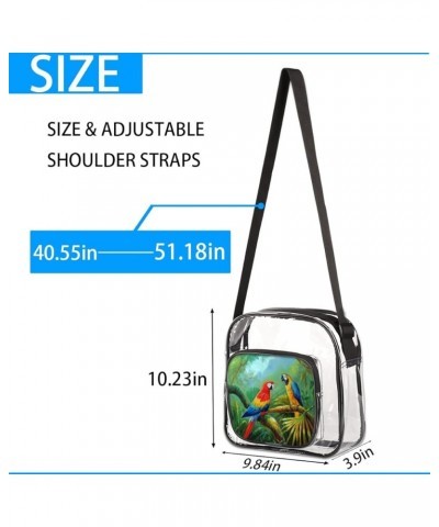 Mini Cute Whale Print Clear Crossbody Bag Clear Messenger Bag Shoulder Bags Clear Purse Stadium Approved Parrot $10.70 Crossb...