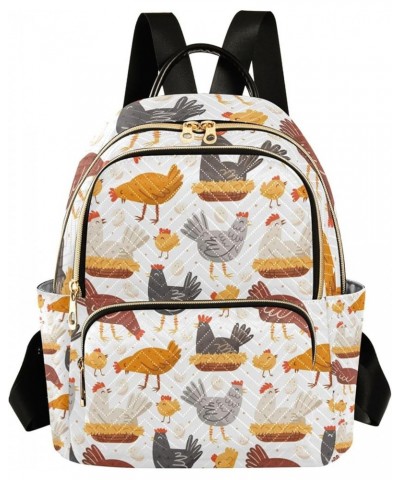 Hen Chicken Egg Farm Animals Backpack for Women Shoulder Bag Lightweight Small Backpack Casual Daypack for Travel Mini(10.23'...