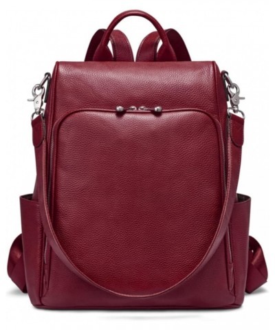 Leather Backpack Purse for Women Fashion Anti-theft Rucksack Ladies Convertible Shoulder Bag Handbag Medium Wine Red $39.98 B...